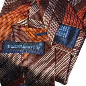 Massimo Bizzocchi Italy 100% silk brown orange striped mens tie
